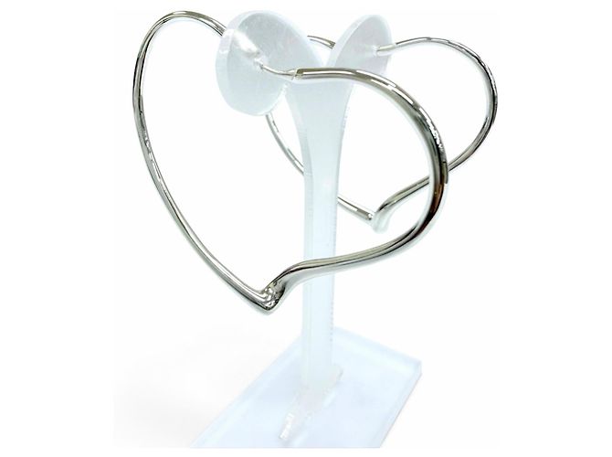 Autre Marque Tiffany & Co. Elsa Peretti Open Heart Hoop Medium Silver Ohrringe - Ansicht 2