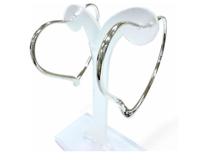 Autre Marque Tiffany & Co. Elsa Peretti Open Heart Hoop Medium Silver Ohrringe - Ansicht 3