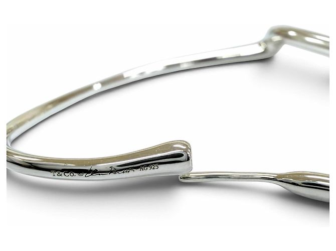 Autre Marque Tiffany & Co. Elsa Peretti Open Heart Hoop Medium Silver Ohrringe - Ansicht 4