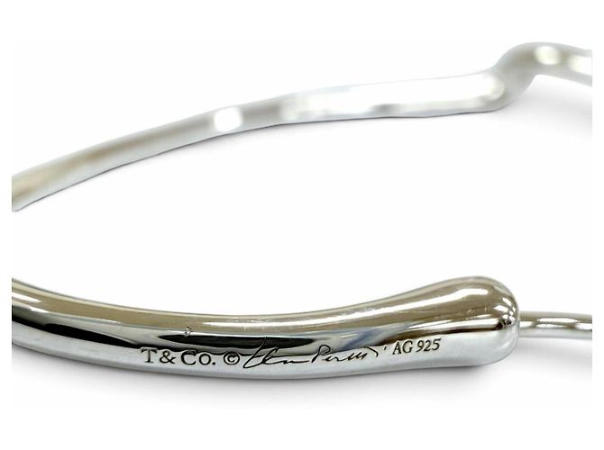 Autre Marque Tiffany & Co. Elsa Peretti Open Heart Hoop Medium Silver Ohrringe - Ansicht 5