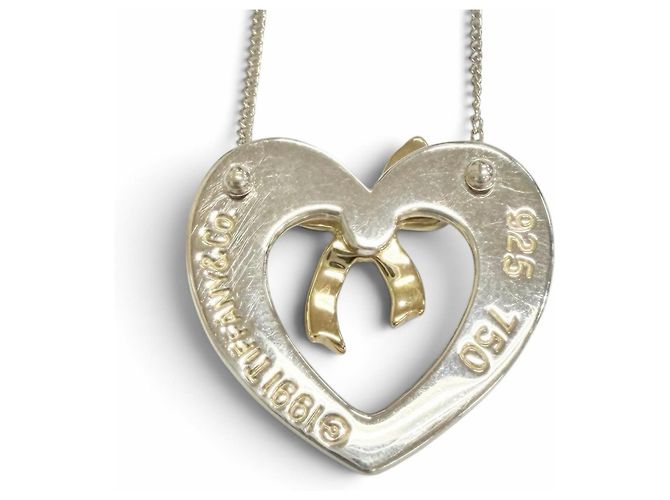 Autre Marque Collana Cuore con Fiocco Tiffany & Co. in Oro 18K e Argento - vista 4