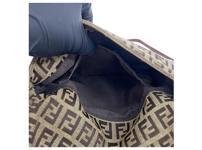 Borsa a tracolla Fendi Zucchino Brown - vista 10
