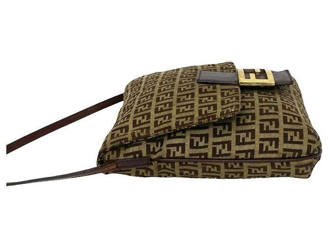 Borsa a tracolla Fendi Zucchino Brown - vista 5