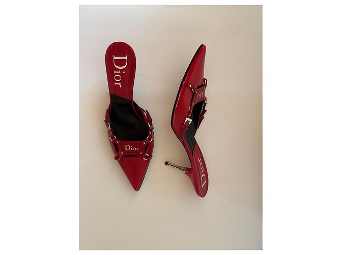 Dior rote Leder-Mules John Galliano - Ansicht 2