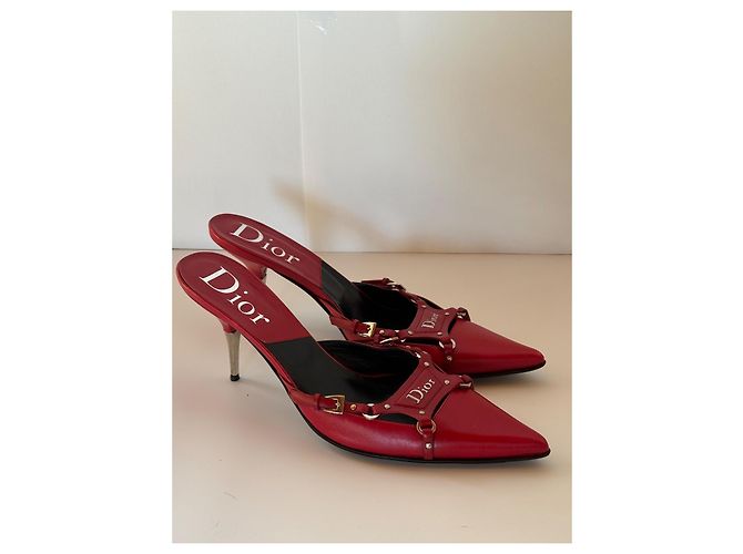 Dior rote Leder-Mules John Galliano - Ansicht 3