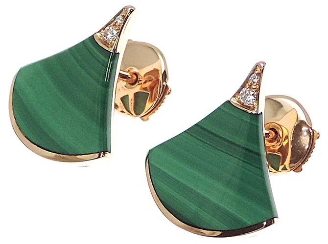 Bulgari Orecchini Bvlgari 750PG Malachite Diamond Diva Dream da donna - vista 2