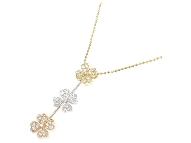 Autre Marque Collana Trifoglio Diamanti Tre Colori Au750 - vista 2