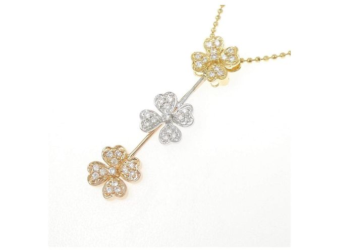 Autre Marque Collana Trifoglio Diamanti Tre Colori Au750 - vista 3