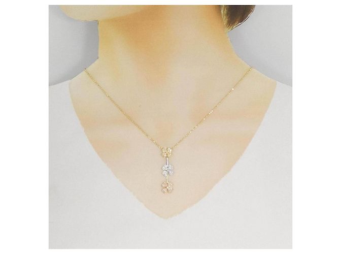 Autre Marque Collana Trifoglio Diamanti Tre Colori Au750 - vista 6
