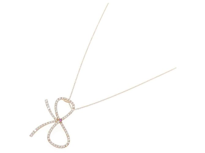 Autre Marque Collana in oro rosa Au750 con zaffiro e diamante - vista 2