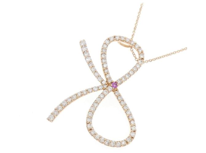 Autre Marque Collana in oro rosa Au750 con zaffiro e diamante - vista 3