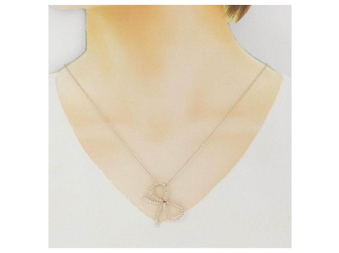 Autre Marque Collana in oro rosa Au750 con zaffiro e diamante - vista 6