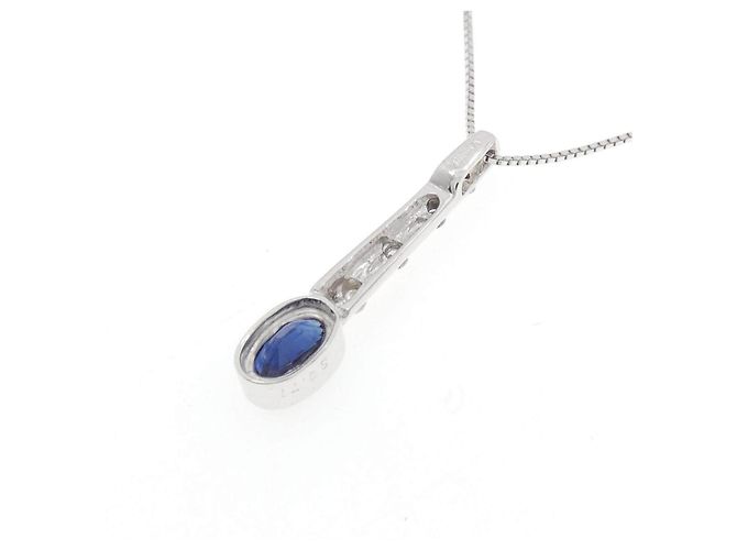 Autre Marque Au750 Weißgold-Halskette mit Saphir und Diamant - Ansicht 4