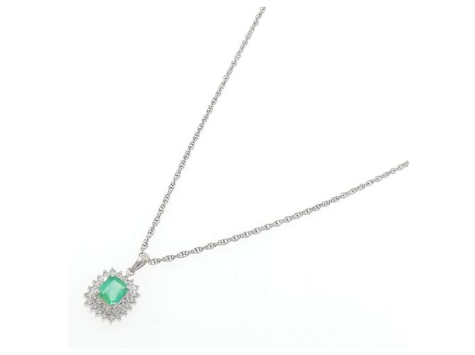 Autre Marque Collana in platino con smeraldi e diamanti - vista 2