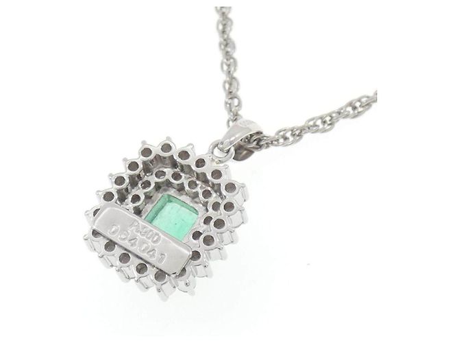 Autre Marque Collana in platino con smeraldi e diamanti - vista 4