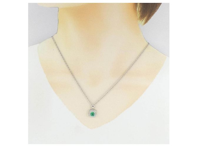 Autre Marque Collana in platino con smeraldi e diamanti - vista 6