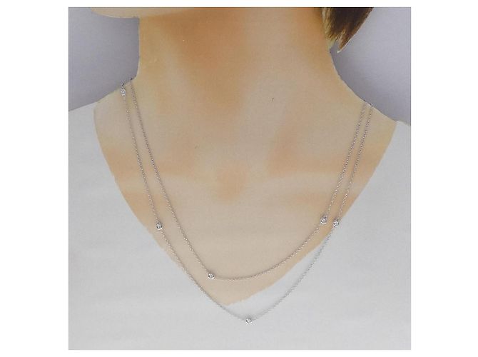 Autre Marque Collana in oro bianco Au750 e diamanti - vista 6