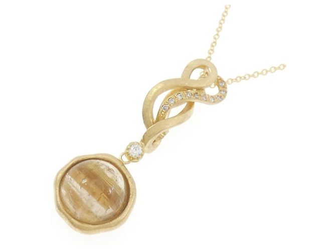 Autre Marque Collana in oro giallo Au750, quarzo rutilo e diamante - vista 3