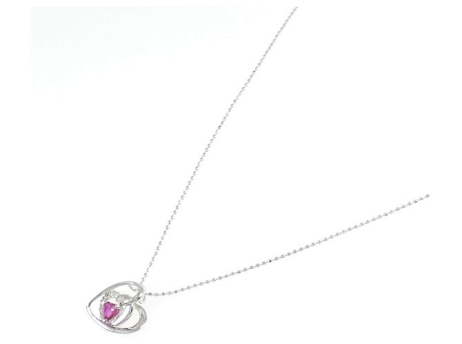 Autre Marque Collana in oro bianco Au750 con rubino e diamante - vista 2