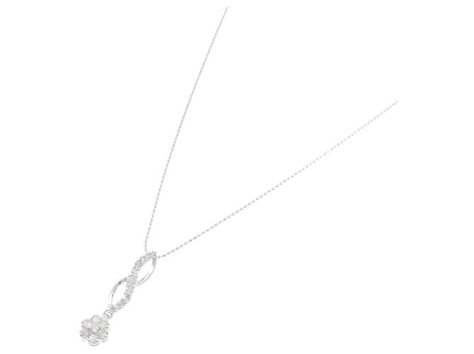 Autre Marque Pt900 Au750 Weißgold Diamant-Halskette - Ansicht 2