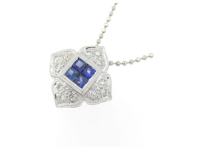 Autre Marque Collana in Pt900 Pt850 Zaffiro e Diamante - vista 3