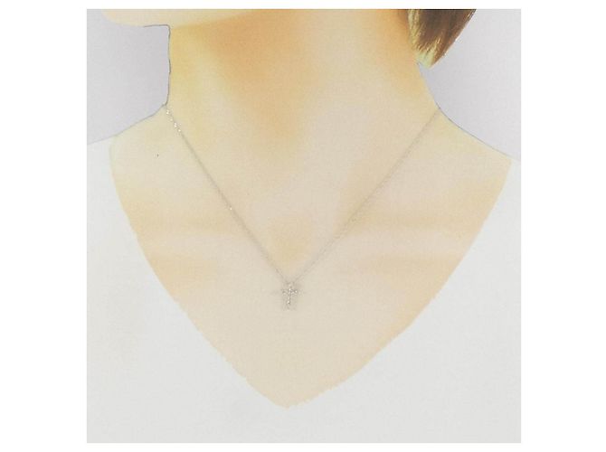 Autre Marque Collana Croce in K14WG e Diamanti - vista 6