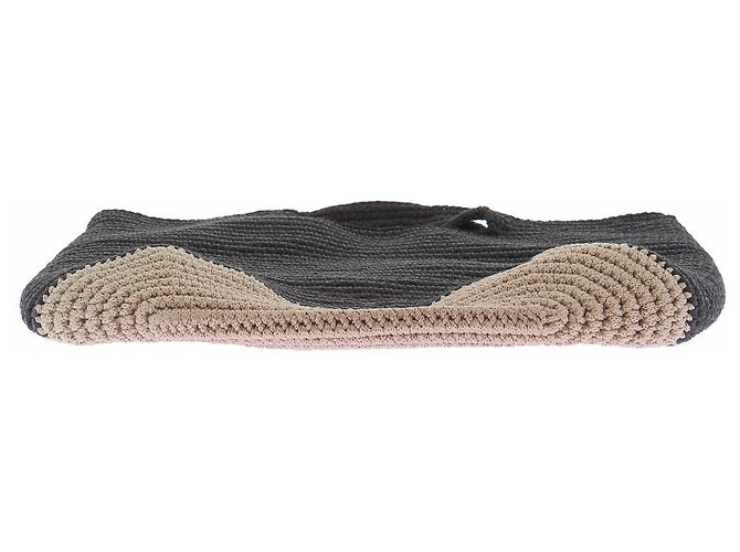 Autre Marque Borsa intrecciata nera e beige - vista 3