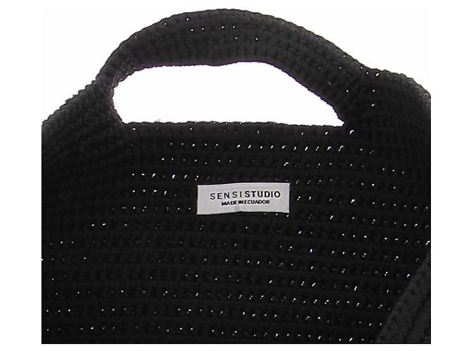 Autre Marque Borsa intrecciata nera e beige - vista 5