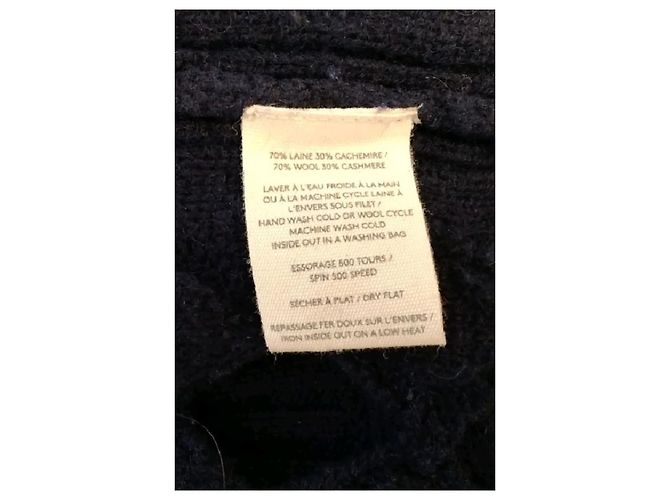 Eric Bompard Navy Blue Wool Sleeveless Diamond Pattern Sweater - view 8