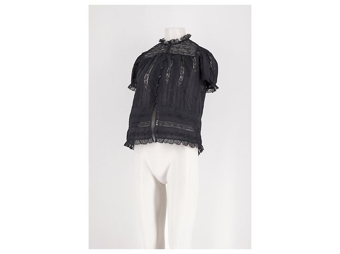 Blusa SéZane de algodão preta com detalhes em renda - vista 4