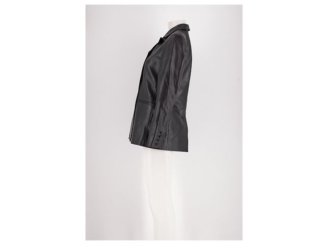 Blazer trespassado de couro preto Cos - vista 3