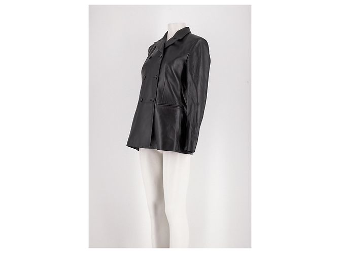 Blazer trespassado de couro preto Cos - vista 4