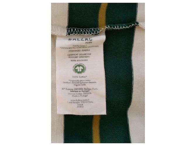 Balzac Paris Weißer Baumwollpullover mit grünen und goldenen Streifen - Ansicht 8