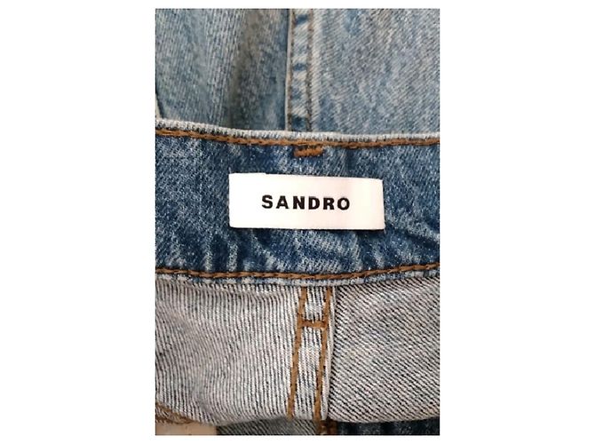 Jeans de corte reto azuis em denim Sandro - vista 5