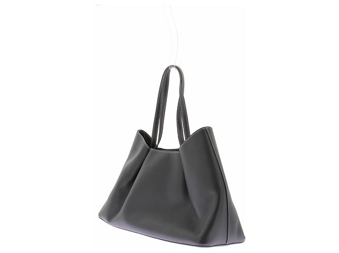 Autre Marque "Dimple" Shopper-Tasche aus schwarzem Narbenleder - Ansicht 2
