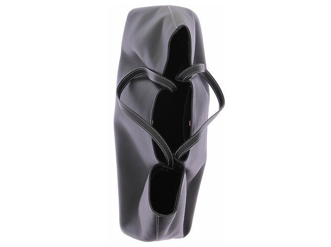 Autre Marque "Dimple" Shopper-Tasche aus schwarzem Narbenleder - Ansicht 7