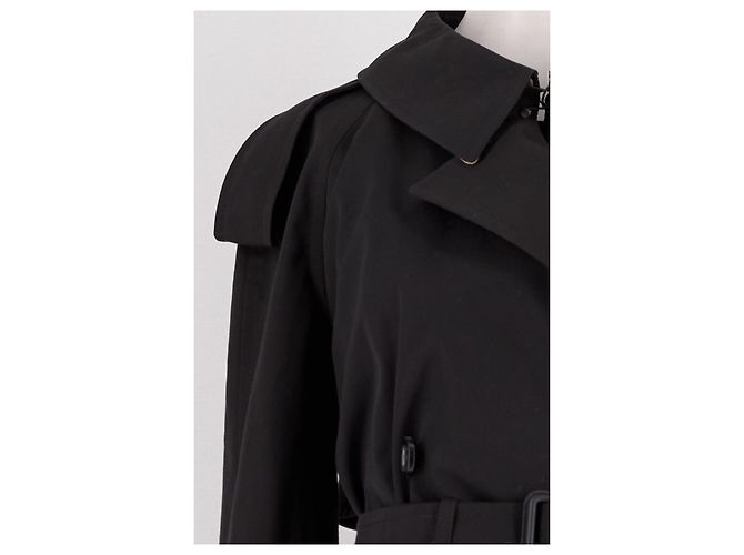 Gabardina Burberry de algodón negra - vista 6