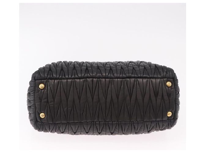 Miu Miu Matelasse Hand Bag Leather 2way Black Gold - vista 5
