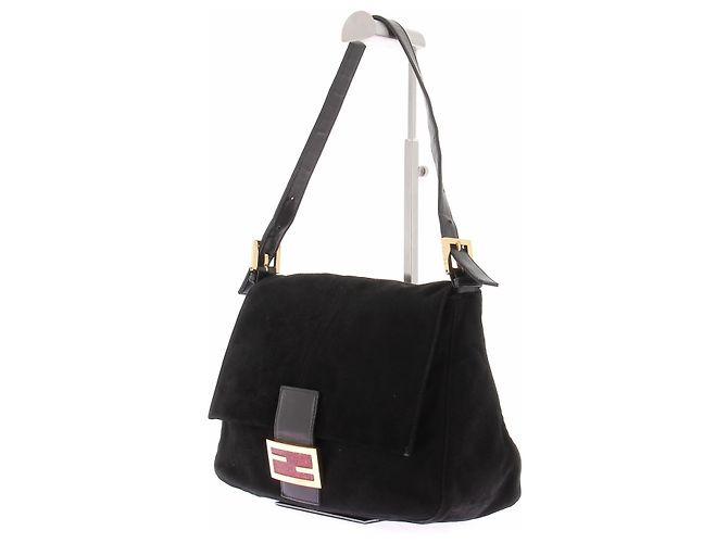 Fendi Sac à main baguette en suède noir - vue 2