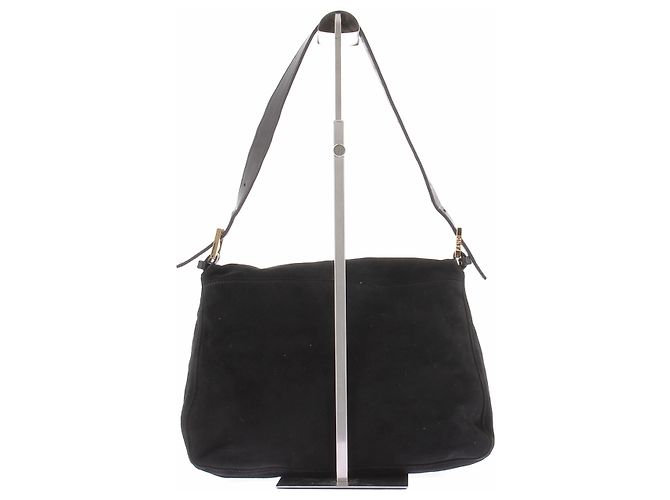 Fendi Sac à main baguette en suède noir - vue 3