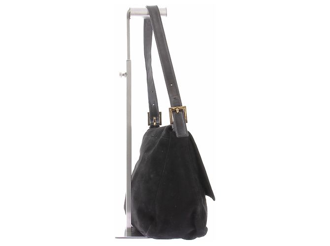 Fendi Sac à main baguette en suède noir - vue 4