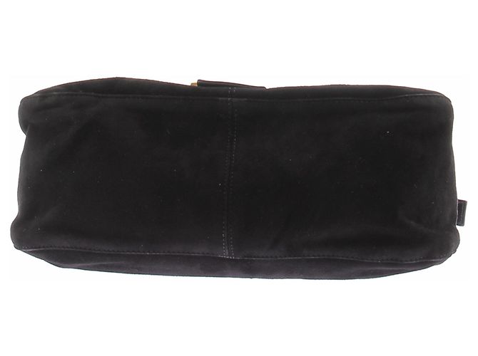 Fendi Sac à main baguette en suède noir - vue 6