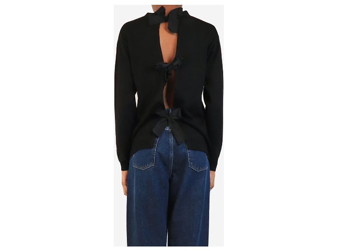 Miu Miu Schwarze Wolljacke mit Schleifendetail - size UK 4 - Ansicht 2