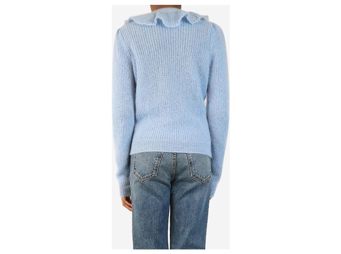 Miu Miu Mohair-Strickpullover in Blau mit Rüschenkragen - size UK 4 - Ansicht 2