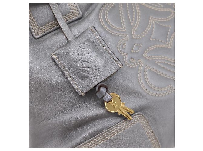 LOEWE Anagram Amazona Justa Hand Bag Leather Gold Silver - vista 10