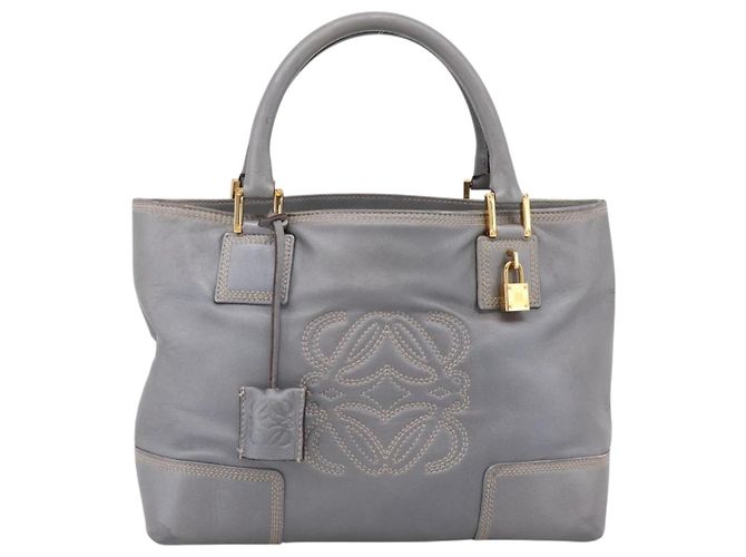 LOEWE Anagram Amazona Justa Hand Bag Leather Gold Silver - vista 13