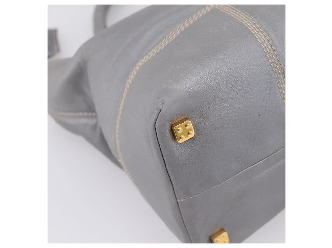 LOEWE Anagram Amazona Justa Hand Bag Leather Gold Silver - vista 15