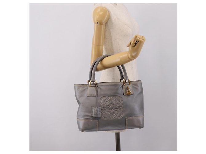 LOEWE Anagram Amazona Justa Hand Bag Leather Gold Silver - vista 23