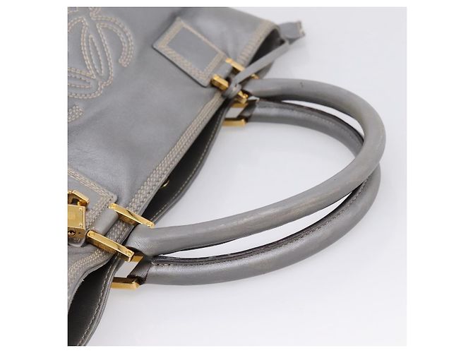 LOEWE Anagram Amazona Justa Hand Bag Leather Gold Silver - vista 6