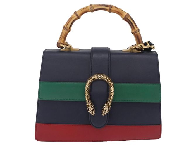 GUCCI Bamboo Dionysus Hand Bag Leather Navy Gold 448075 - vista 13